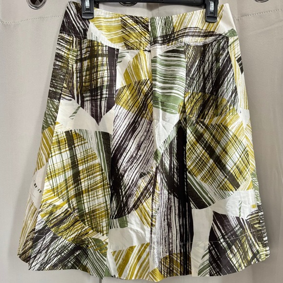NYC Geometric Silk Skirt A Line Size 4 Retro Cotton Abstract Artsy Pleated 19985 - Picture 2 of 11